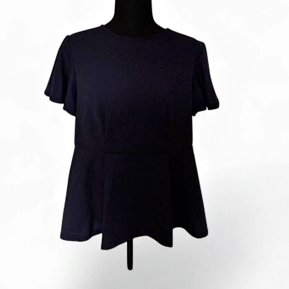 SHEIN Curve Navy Blue V-Neck Flutter Sleeve Top - Size 1XL